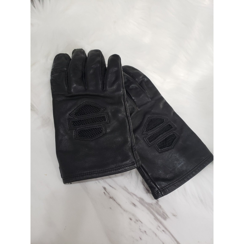 Harley Davidson Women's Black Leather Riding Gloves Size Medium